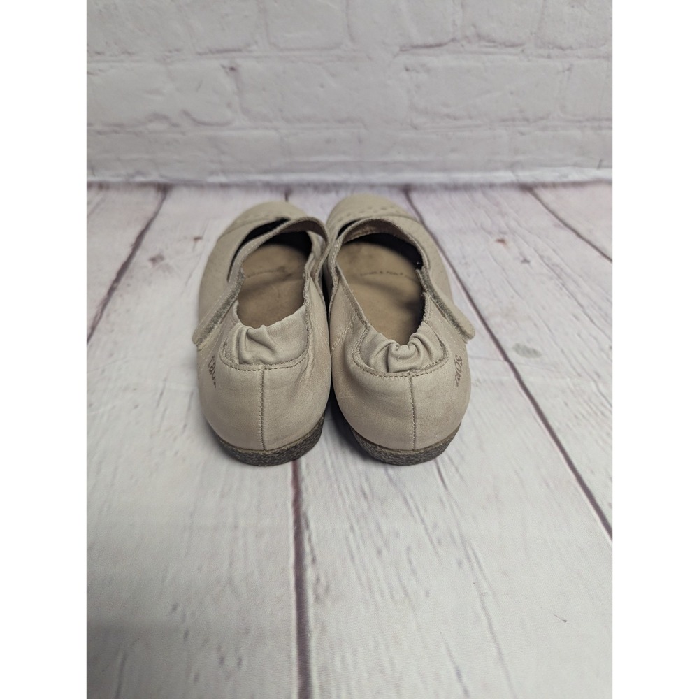 Taos  Sand Dollar Leather Perforated Slip On Mary Janes Wedge Woman Sz 38 US 7.5 - Picture 2 of 8